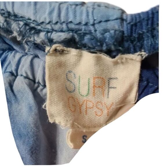 Surf Gypsy Blue Tie Dye Off Shoulder Bohemian Blouse Size Small EUC - Picture 8 of 8
